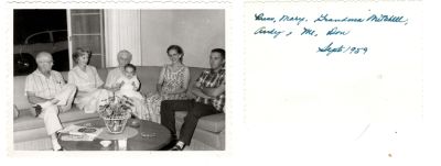 Russ, Mary, Grandma Mitchell, Andy, Me & Don

This was Donated by Sue Pool

This Photo States: "Russ, Mary, Grandma Mitchell, Andy, Me & Don, September 1959"
