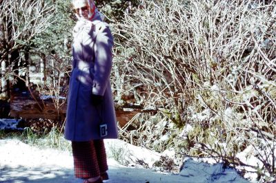 Gladys Rinehart

This 35MM Slide States: "Gladys in Snow, Rome, Tennessee, October, 1973."

NOTE: This is believed to be Gladys Wilckens Rinehart

