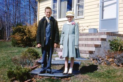 Douglas and Dana Rinehart

THIS HAS BEEN RETURNED TO FAMILY

This 35MM Slide States: "Doug & Dana, Easter, 1961, Morris Plains, New Jersey."
